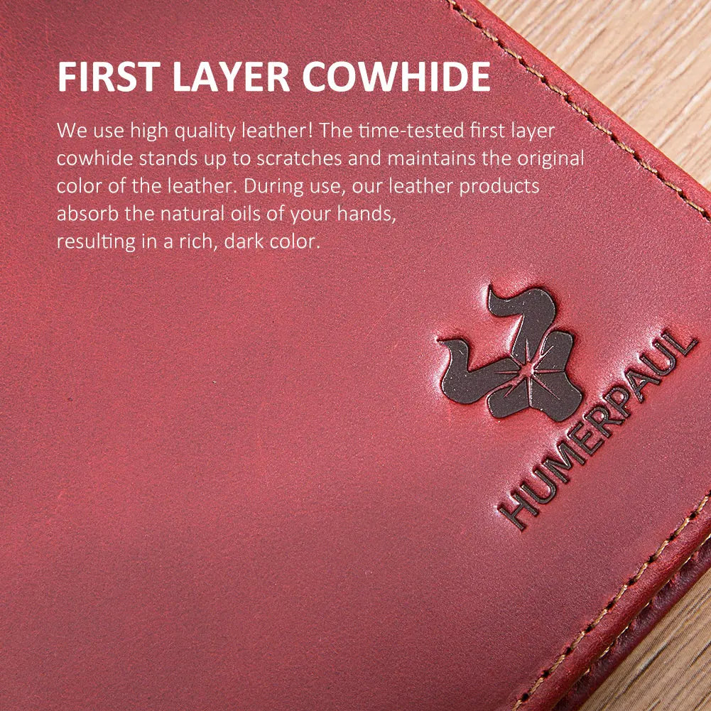 Custom Passport Holder with Coin Purse Crazy Horse Leather RFID Credit Cards Holder Anti-lost  Folding Wallet for Passports