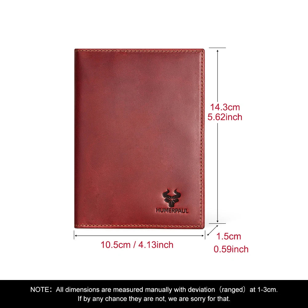 Custom Passport Holder with Coin Purse Crazy Horse Leather RFID Credit Cards Holder Anti-lost  Folding Wallet for Passports