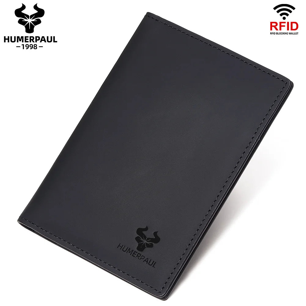 HUMERPAUL Custom Genuine Leather Travel Wallet RFID Passport & Card Organizer Multi - Slots Slim & Stylish Money Bag