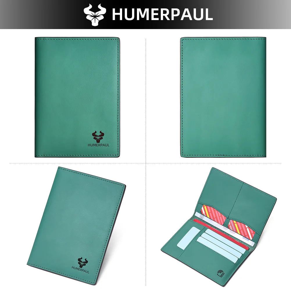HUMERPAUL Custom Genuine Leather Travel Wallet RFID Passport & Card Organizer Multi - Slots Slim & Stylish Money Bag