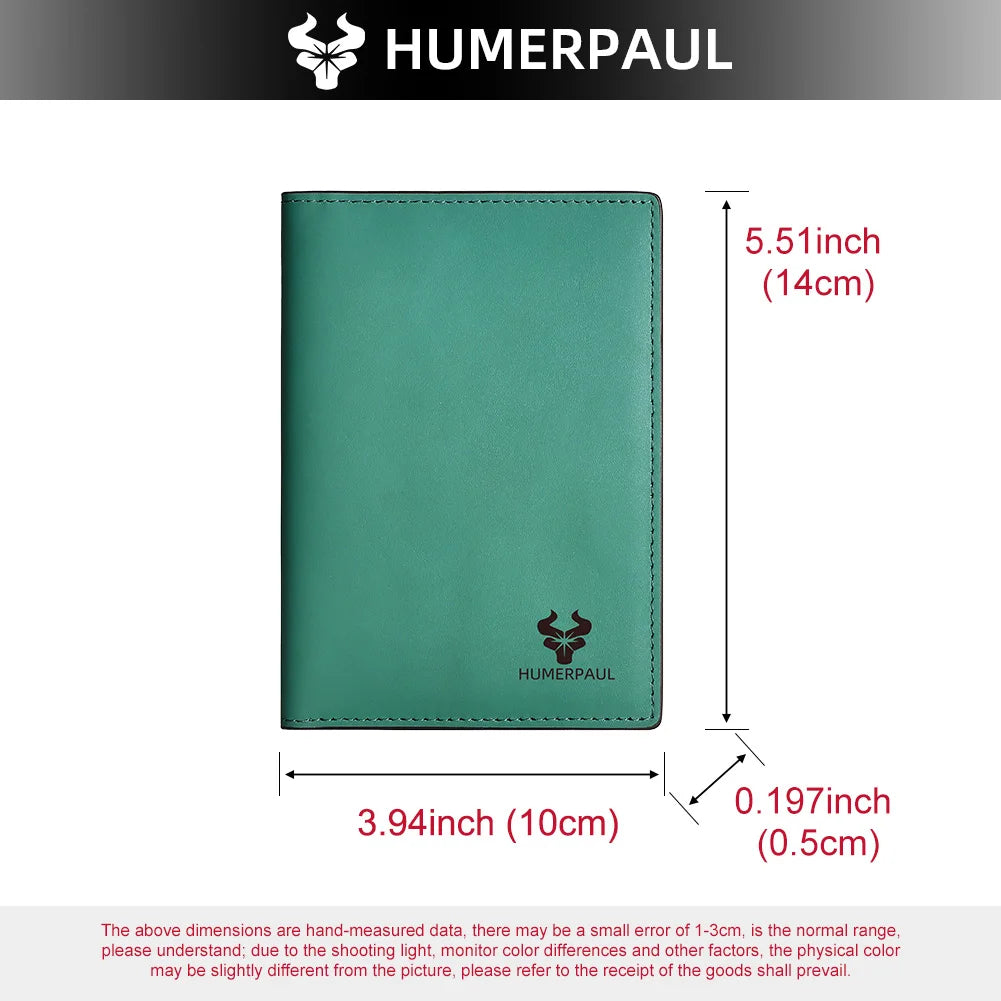 HUMERPAUL Custom Genuine Leather Travel Wallet RFID Passport & Card Organizer Multi - Slots Slim & Stylish Money Bag