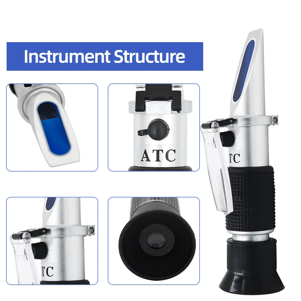 0-80% Honey Refractometer Handheld Brix Meter ATC Sugar Concentration Tester Brix Sugar Test Tool for Fruit Sweetness Juice