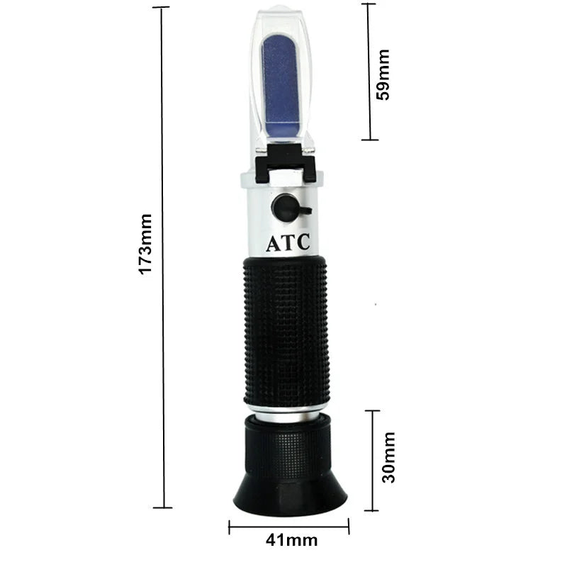 Brix Refractometer Hand held Sugar Level Test Meter Food Fruit Beverages Brix Content Homebrew Tool with ATC/Brix Range 0~32%