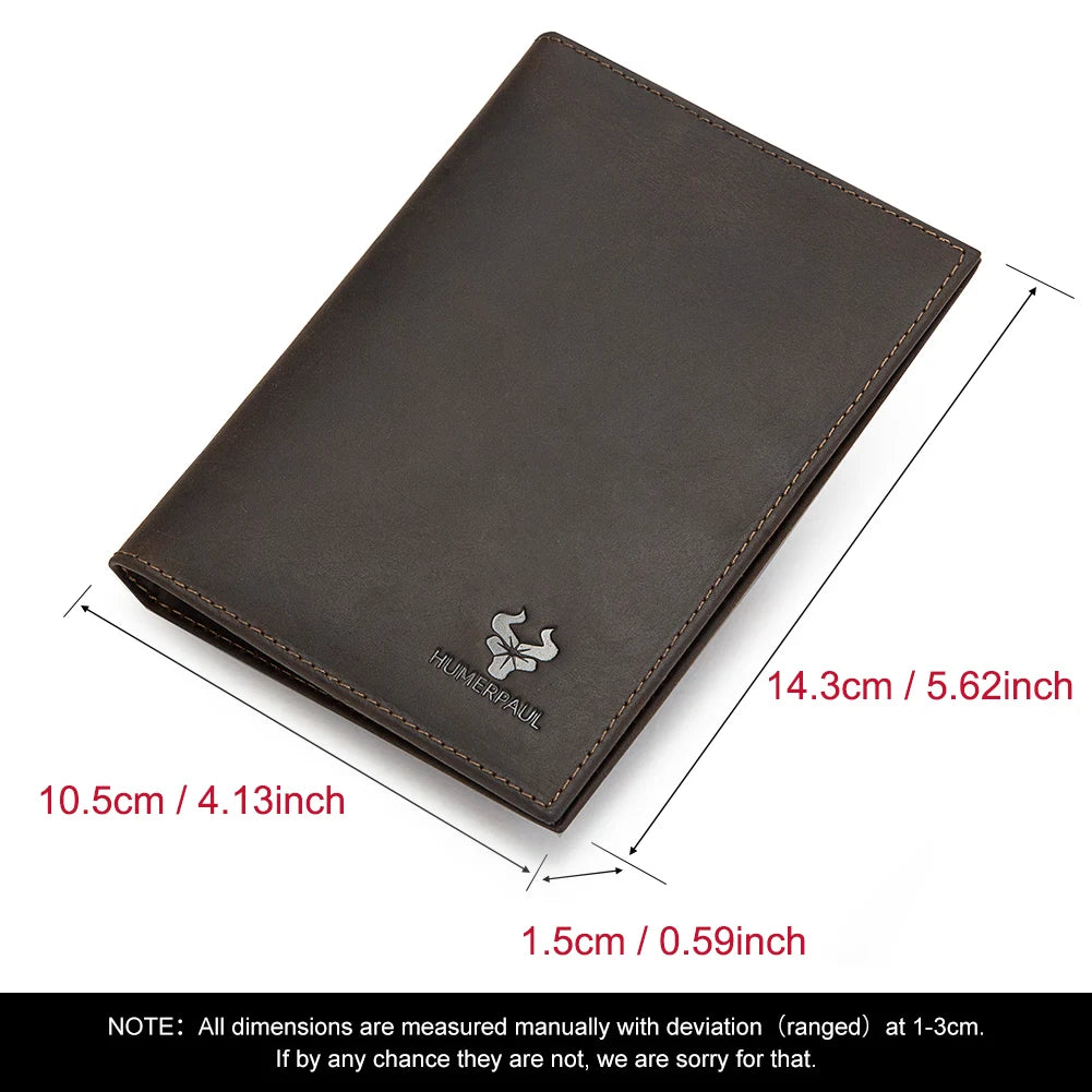 HUMERPAUL Top Layer Leather RFID Passport Holder with Credit Cards Holder Wallet Multi-Function Coin/Pen Pouch for Travel
