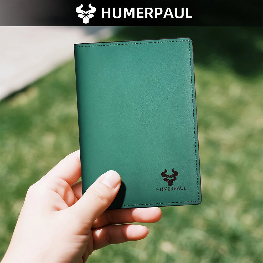 HUMERPAUL Custom Genuine Leather Travel Wallet RFID Passport & Card Organizer Multi - Slots Slim & Stylish Money Bag