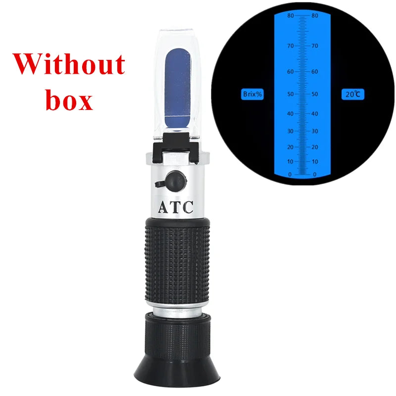 0-80% Honey Refractometer Handheld Brix Meter ATC Sugar Concentration Tester Brix Sugar Test Tool for Fruit Sweetness Juice
