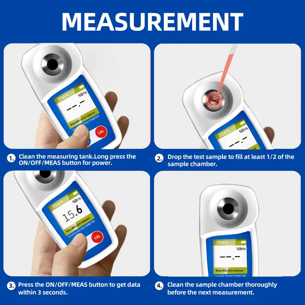 New Range 0-35% Brix Tester Digital Brix Refractometer for Sugar Content Test Brix Meter for Sugary Drink Beverage Fruit Juice