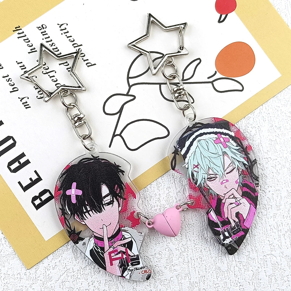 New Alien Stage Heart Pendant Anime Keychain Ivan Till Acrylic Key Ring Cute Ornament Accessories Valentine's Day Gift