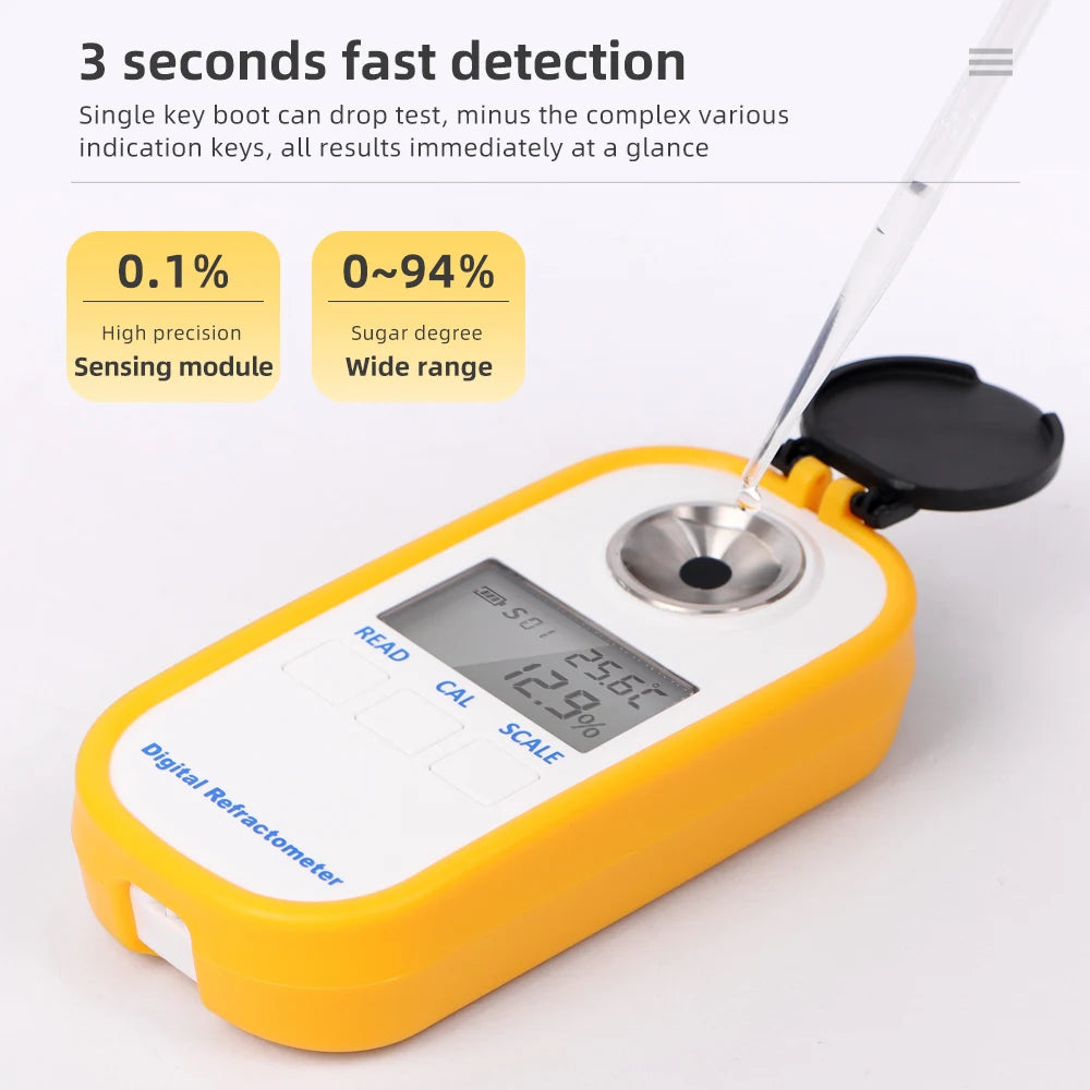 Digital Honey Refractometer Measuring Sugar Content Meter Range 0~90% Brix Refractometer Fruit Juice Beverage Honey Water Test