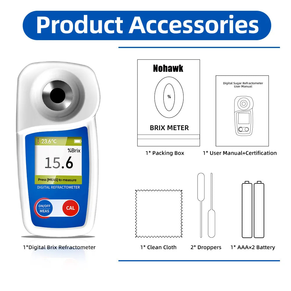New Range 0-35% Brix Tester Digital Brix Refractometer for Sugar Content Test Brix Meter for Sugary Drink Beverage Fruit Juice