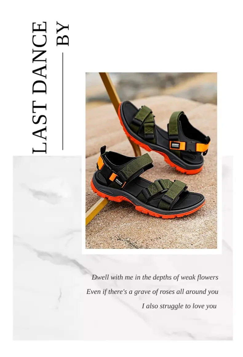 Summer Men's Sandals Trendy Casual Outdoor Sport Shoes for Holidays Beach Breathable Wear-Resistant Hiking & Walking Sandals