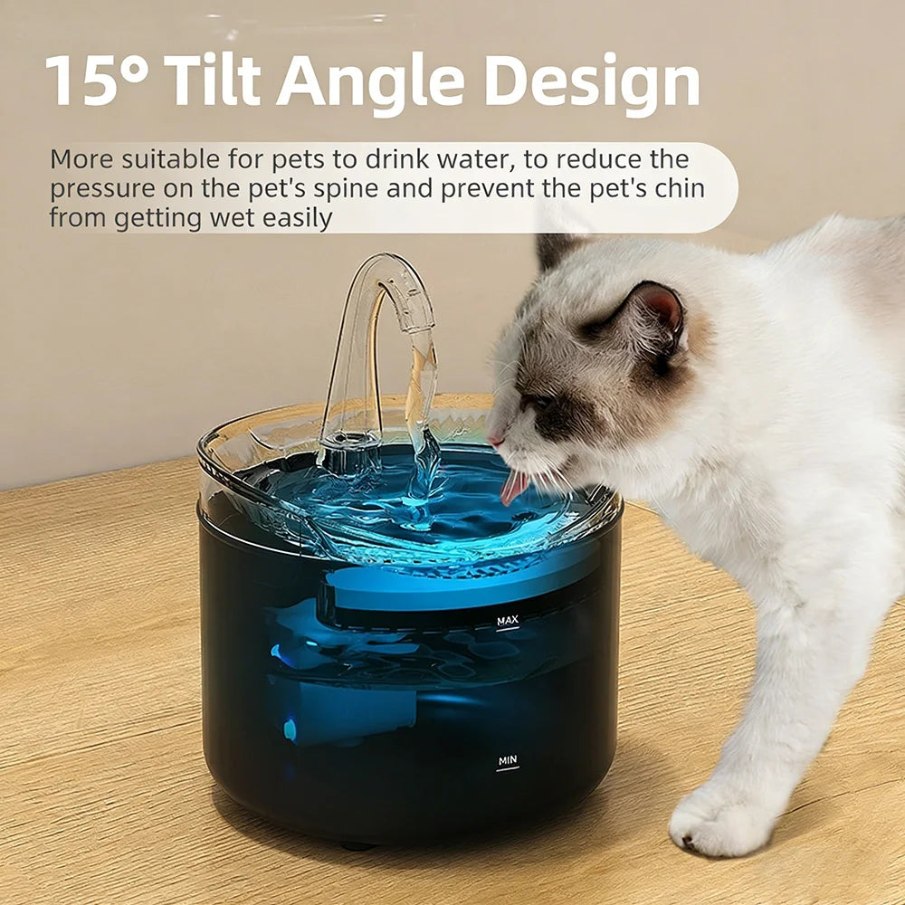 2.2L Automatic Pet Water Fountain Ultra-Quiet Pump Faucet Cat Water Dispenser Suitable with USB Sensor Electric for Cats Dogs