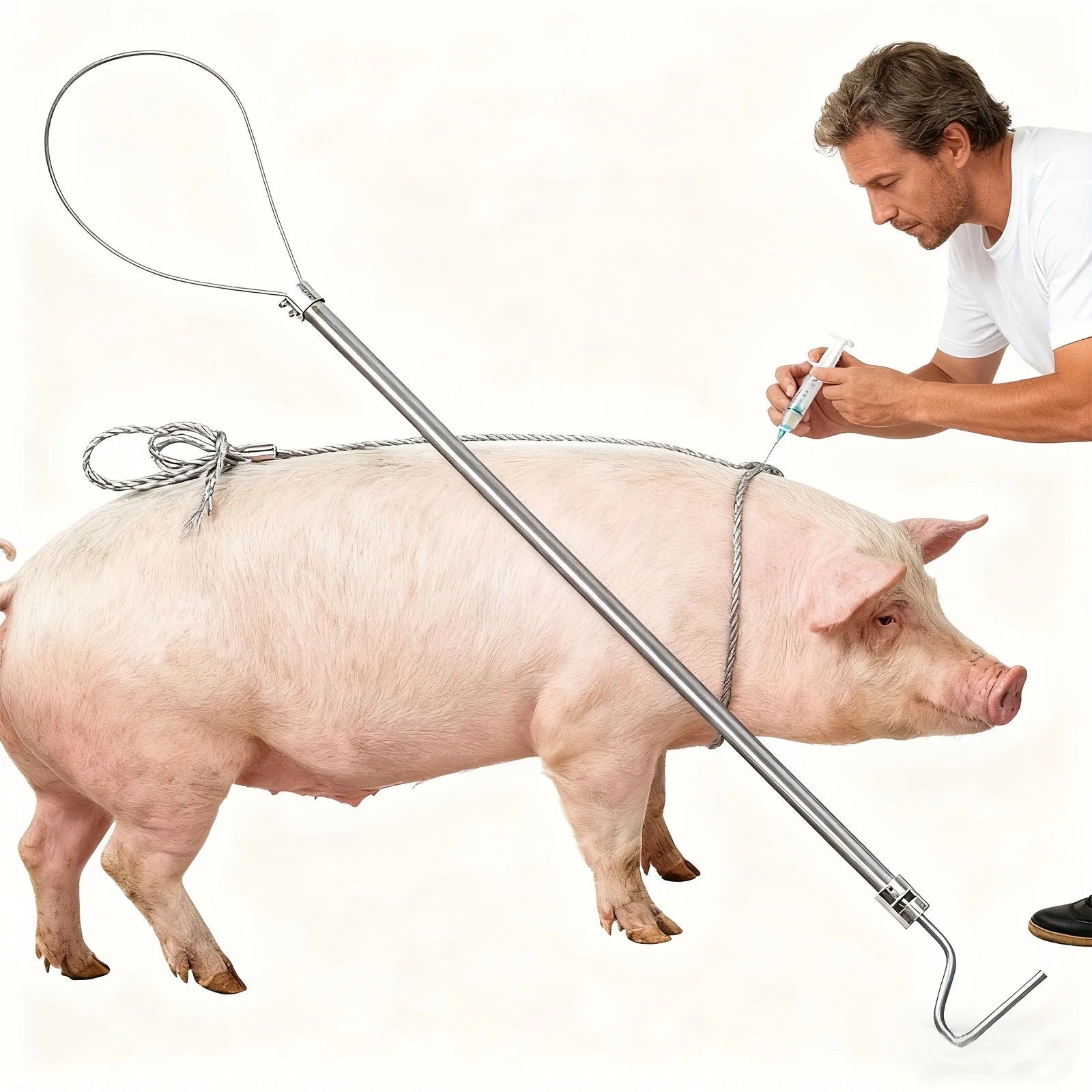 Dog Catcher Pole Pig Holder Hog Catcher Pole Stainless Steel Animal Holder Catcher Tool for Pig Dog Farm Equipment