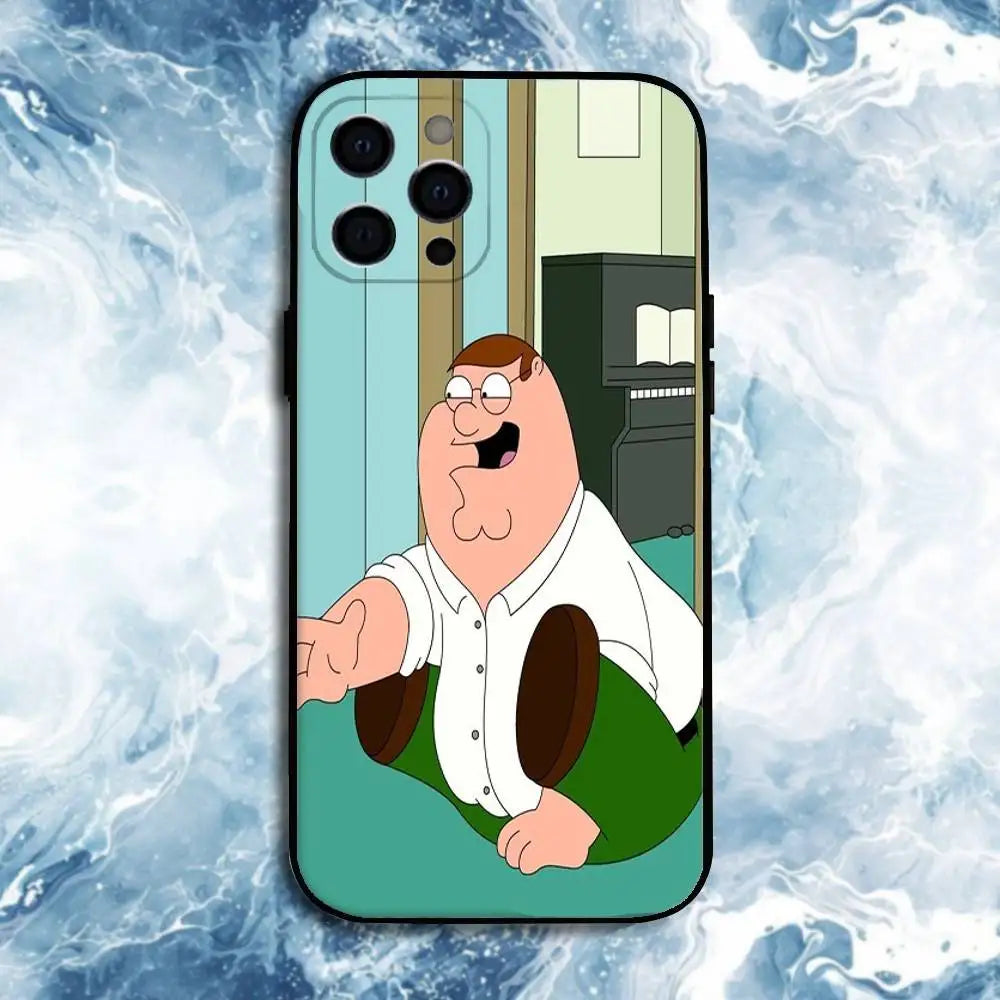 F-Family Funny Guy  Phone Case For iPhone 16,15,14,13,12,11 Plus,Pro Max, Soft Silicone Black Cover