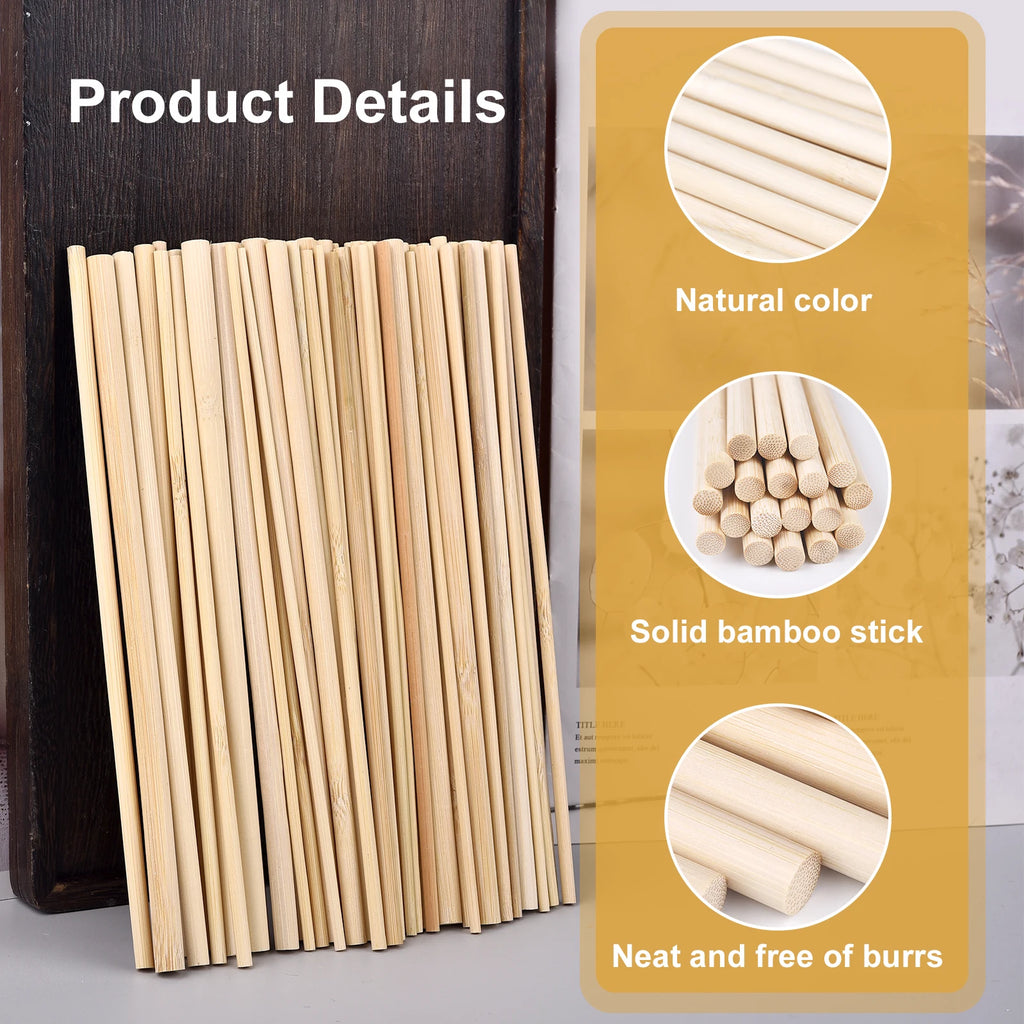 6/10/20/30/40pcs Round Wooden Bamboo Sticks DIY Handmade Craft Making Small Wooden Stick Material For Woodworking Supplies