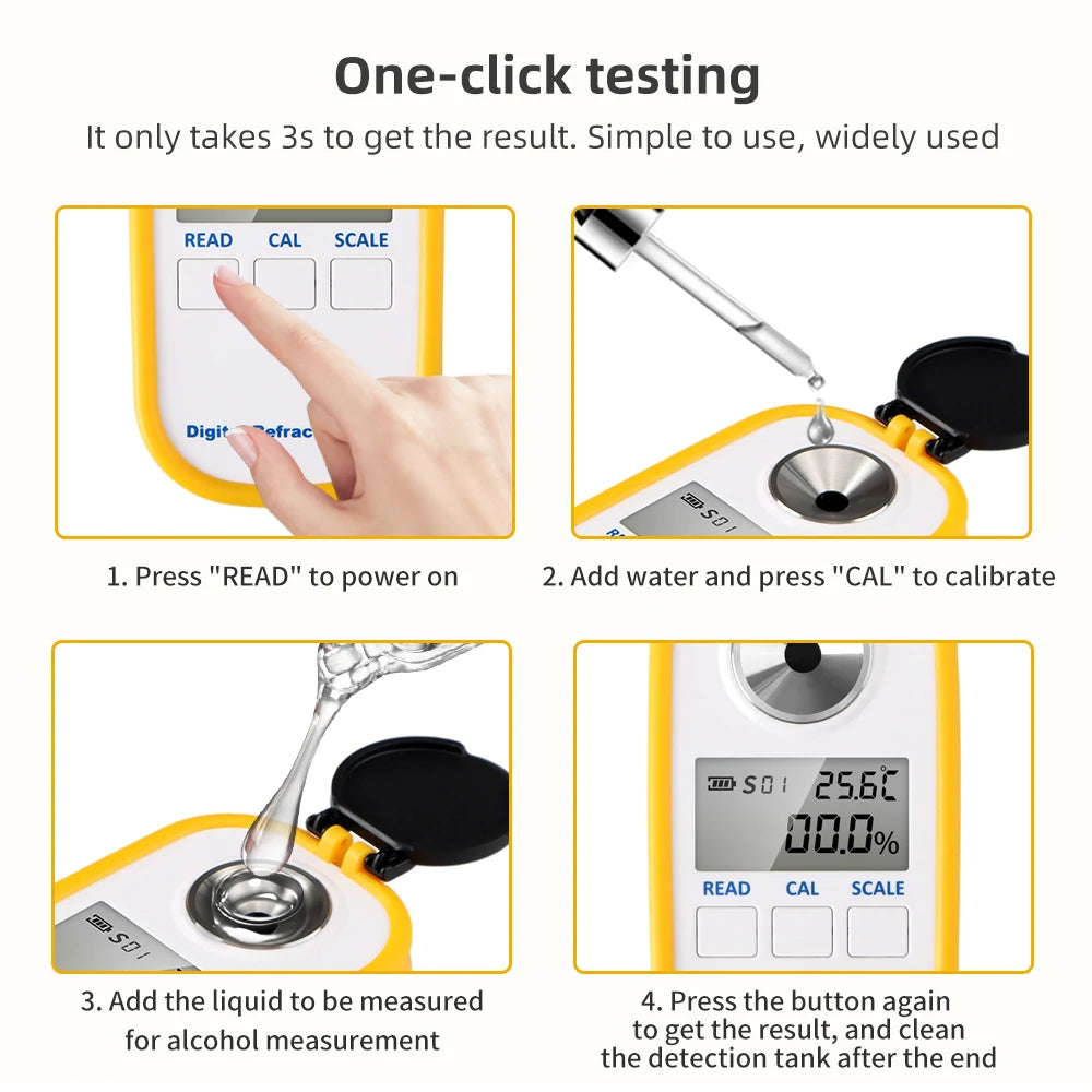 Digital Honey Refractometer Measuring Sugar Content Meter Range 0~90% Brix Refractometer Fruit Juice Beverage Honey Water Test