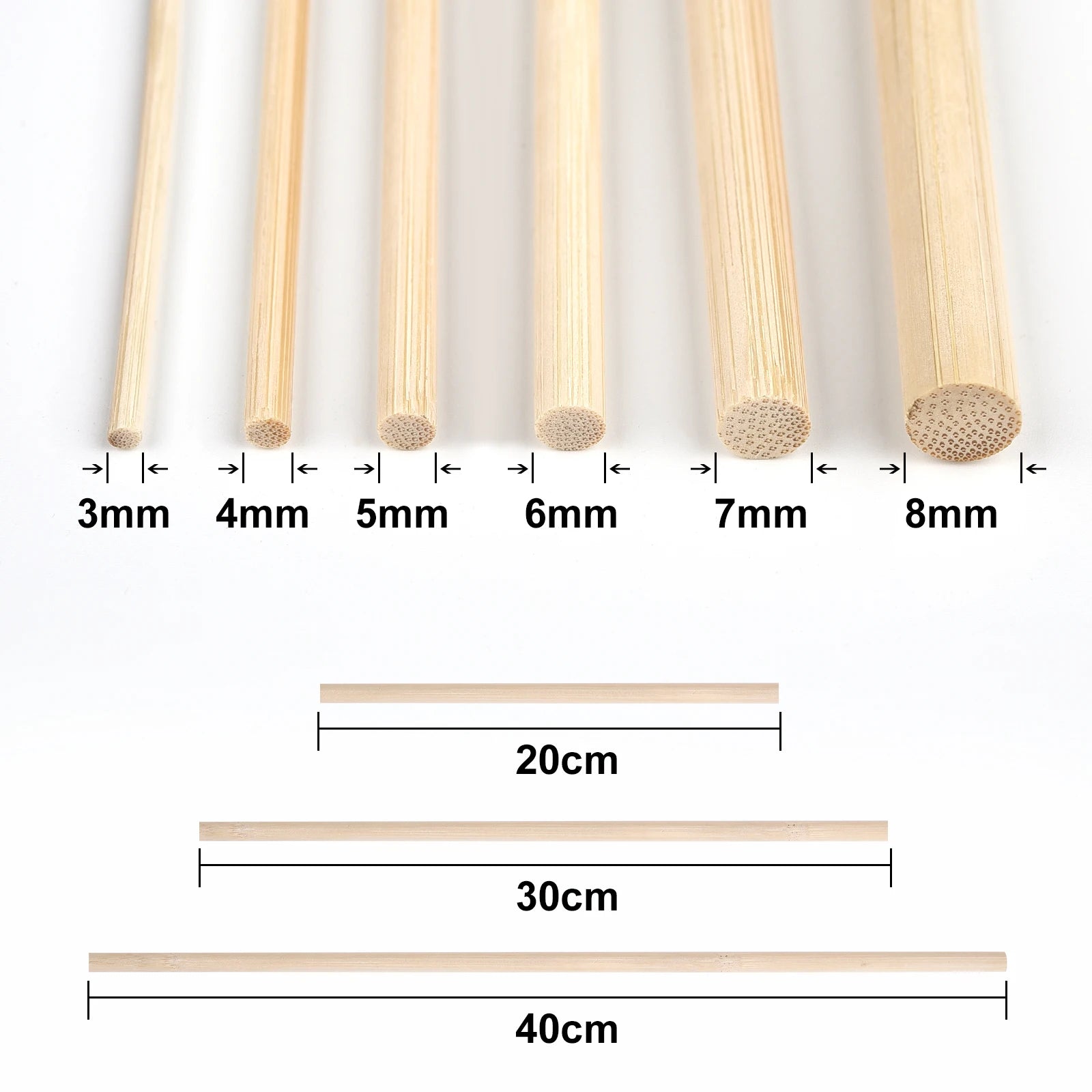 6/10/20/30/40pcs Round Wooden Bamboo Sticks DIY Handmade Craft Making Small Wooden Stick Material For Woodworking Supplies