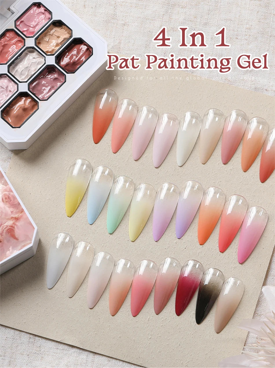 UR SUGAR 9 Colors Gradient Painting Gel Nail Art Gradient Color DIY Design Gel 4 In 1 Used For Gradient Nail Stamping Pattern