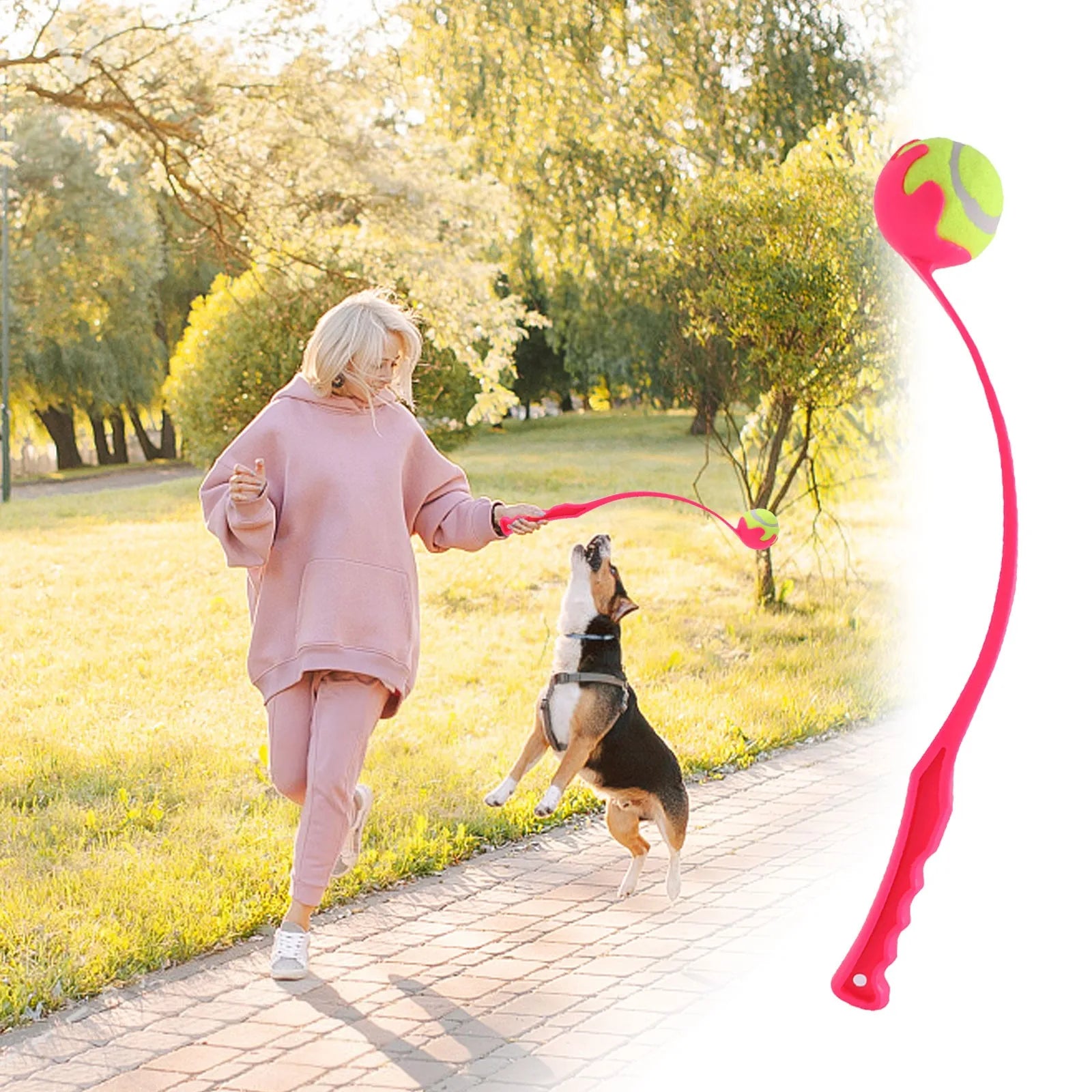 Dog Toys Throwing Pole Dog Training Ball Thrower Outdoor With Tennis Ball Training Throwing Toys Pet Supplies For Gift