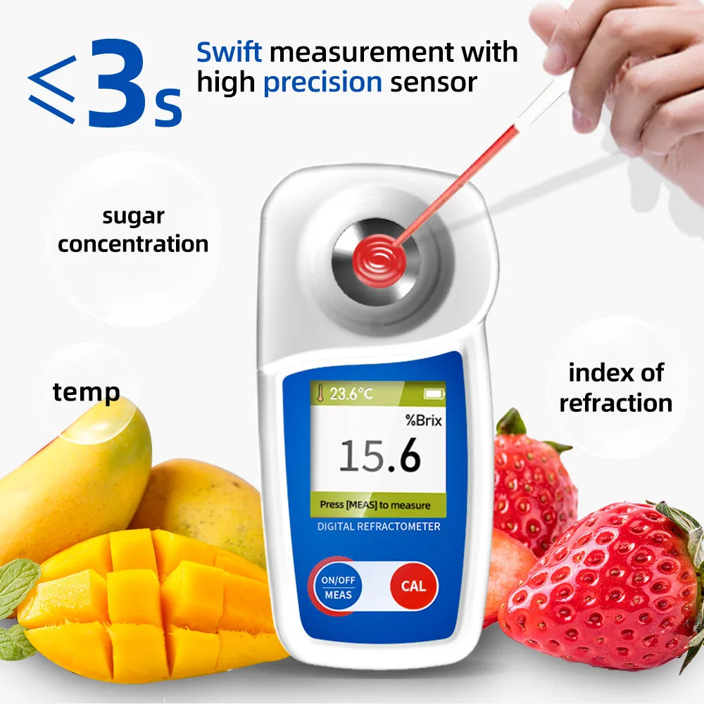 New Range 0-35% Brix Tester Digital Brix Refractometer for Sugar Content Test Brix Meter for Sugary Drink Beverage Fruit Juice
