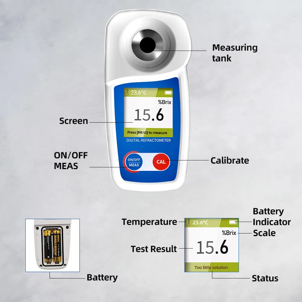 New Range 0-35% Brix Tester Digital Brix Refractometer for Sugar Content Test Brix Meter for Sugary Drink Beverage Fruit Juice