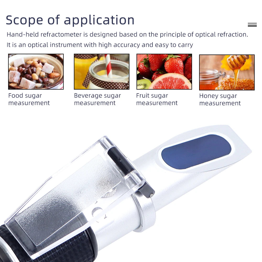 0-80% Honey Refractometer Handheld Brix Meter ATC Sugar Concentration Tester Brix Sugar Test Tool for Fruit Sweetness Juice