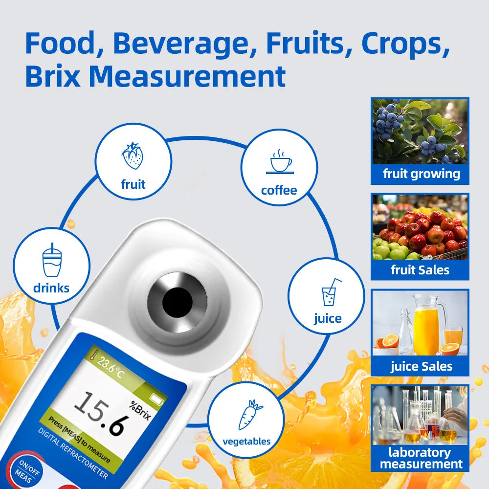 New Range 0-35% Brix Tester Digital Brix Refractometer for Sugar Content Test Brix Meter for Sugary Drink Beverage Fruit Juice