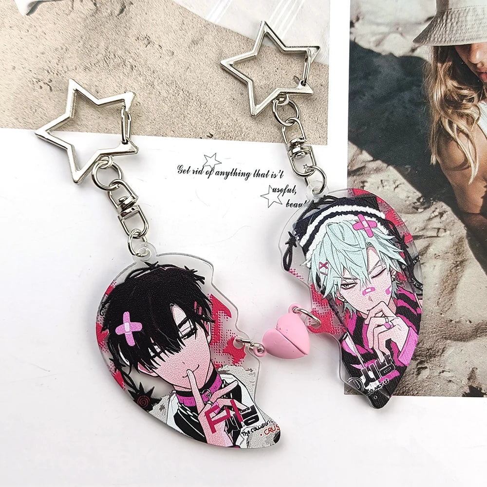 New Alien Stage Heart Pendant Anime Keychain Ivan Till Acrylic Key Ring Cute Ornament Accessories Valentine's Day Gift