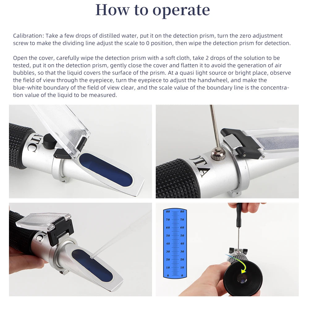 0-80% Honey Refractometer Handheld Brix Meter ATC Sugar Concentration Tester Brix Sugar Test Tool for Fruit Sweetness Juice