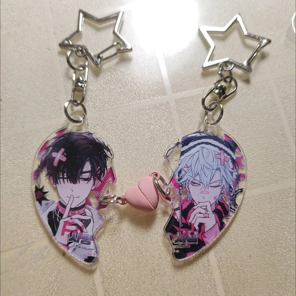 New Alien Stage Heart Pendant Anime Keychain Ivan Till Acrylic Key Ring Cute Ornament Accessories Valentine's Day Gift