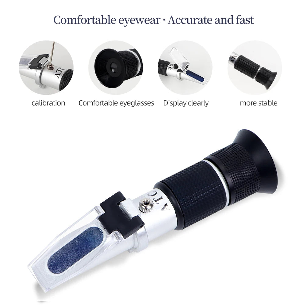 0-80% Honey Refractometer Handheld Brix Meter ATC Sugar Concentration Tester Brix Sugar Test Tool for Fruit Sweetness Juice
