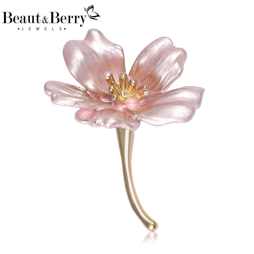 Beaut&Berry Luxury Enamel Flower Brooches for Women Unisex Plant Pins Casual Party Jewelry Accessories Gifts Decoration