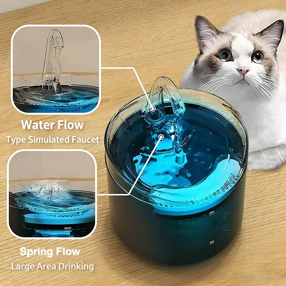 2.2L Automatic Pet Water Fountain Ultra-Quiet Pump Faucet Cat Water Dispenser Suitable with USB Sensor Electric for Cats Dogs