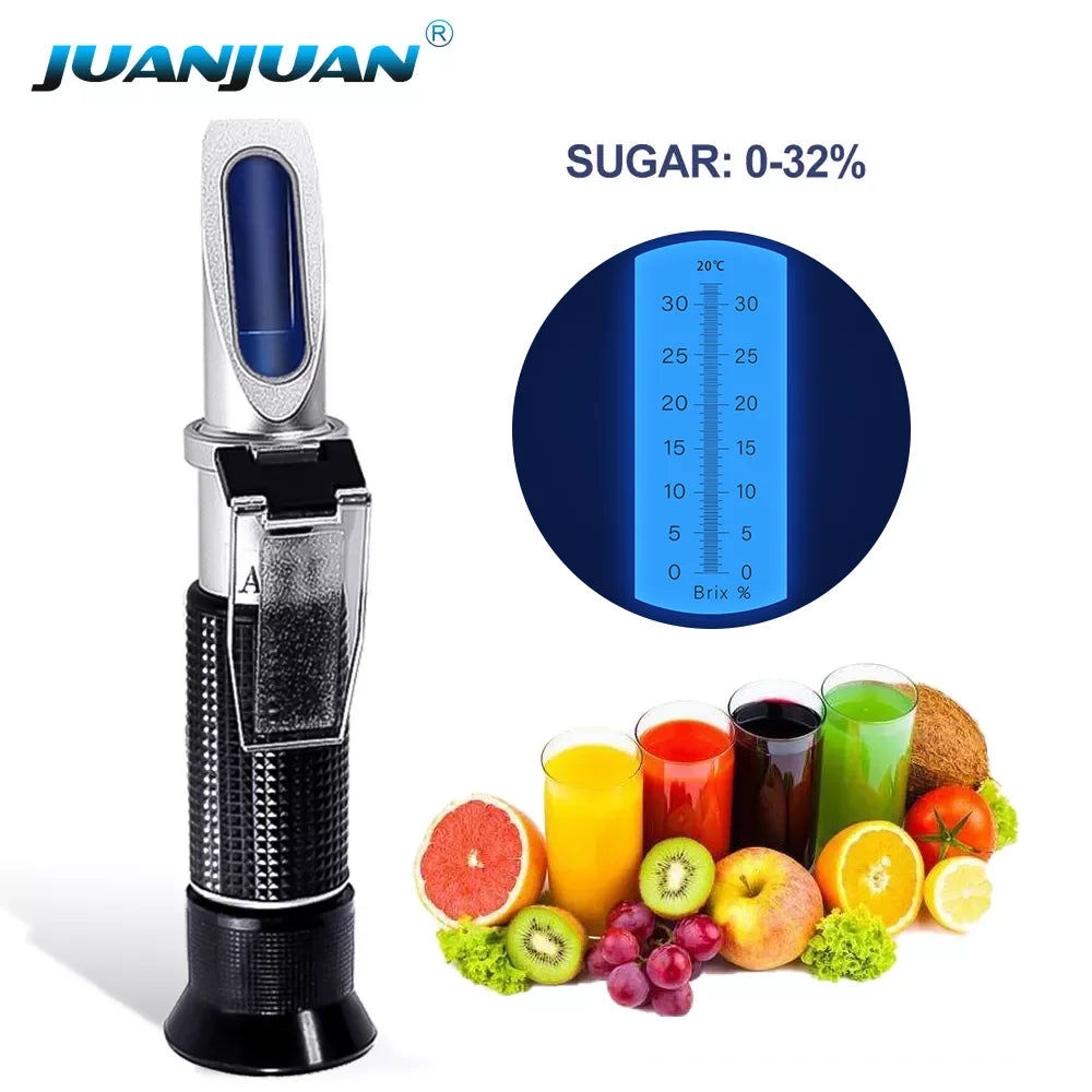 0-32% Brix Refractometer Handheld Refractometer Sugar Concentration Meter Densimeter Brix Saccharimeter ATC Sugar Tester