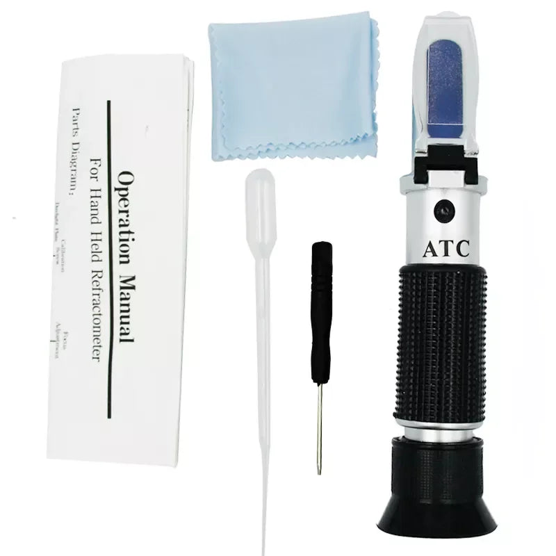 0-32% Brix Refractometer Handheld Refractometer Sugar Concentration Meter Densimeter Brix Saccharimeter ATC Sugar Tester