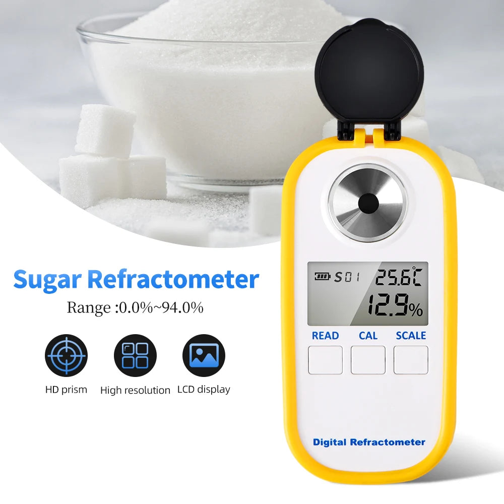 Digital Honey Refractometer Measuring Sugar Content Meter Range 0~90% Brix Refractometer Fruit Juice Beverage Honey Water Test