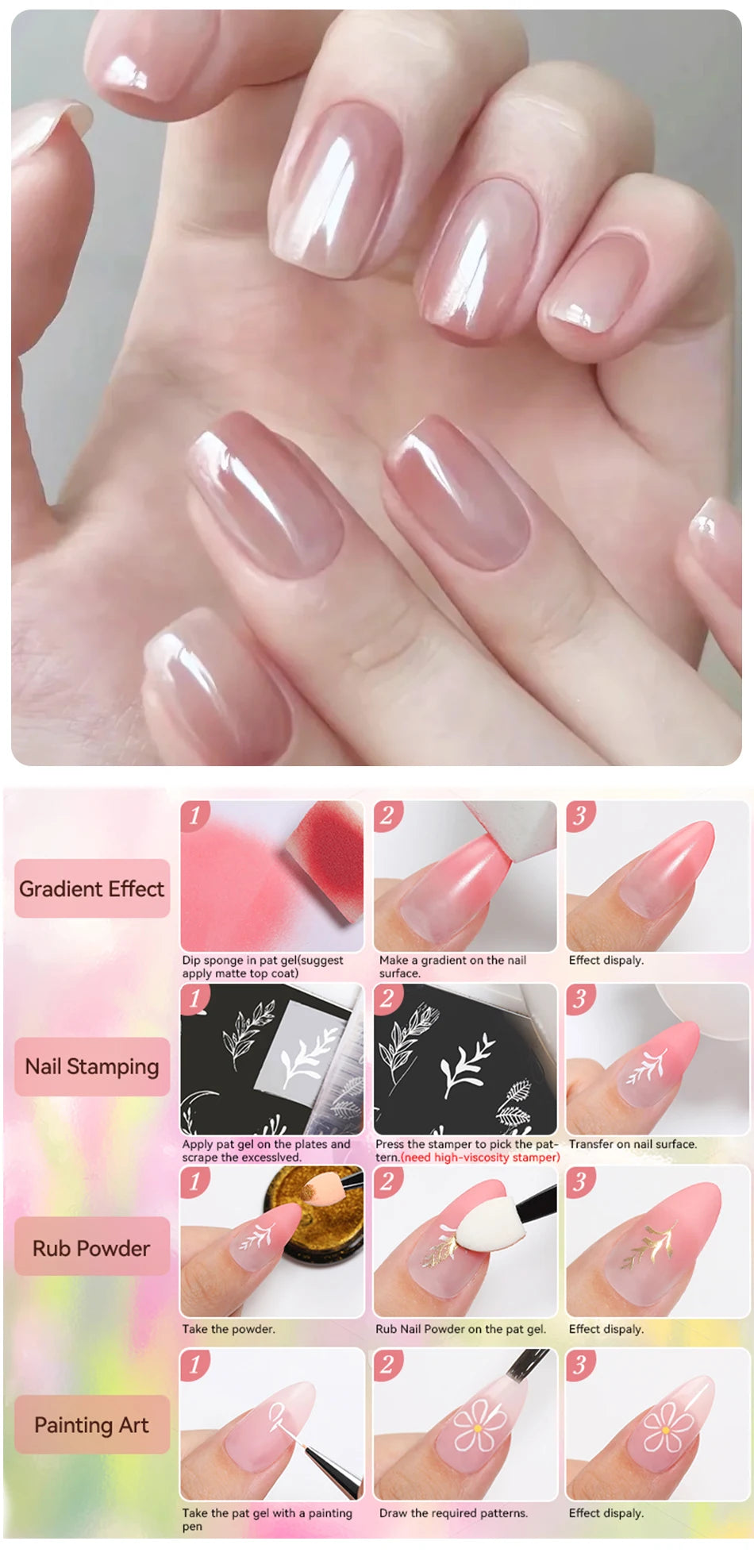 UR SUGAR 9 Colors Gradient Painting Gel Nail Art Gradient Color DIY Design Gel 4 In 1 Used For Gradient Nail Stamping Pattern