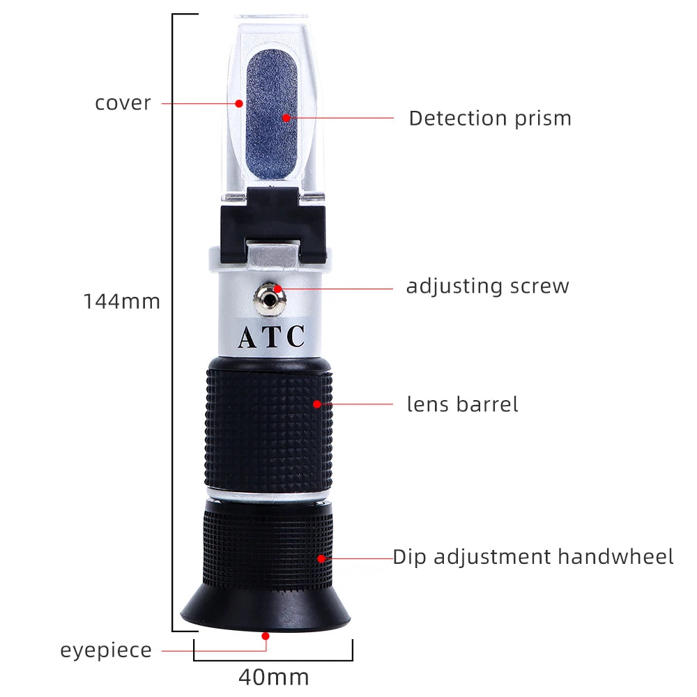0-80% Honey Refractometer Handheld Brix Meter ATC Sugar Concentration Tester Brix Sugar Test Tool for Fruit Sweetness Juice