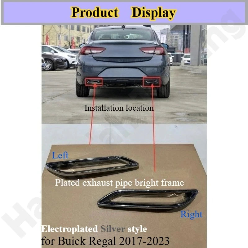 for Buick Regal 2017-2023 rear bumper lower decoration chrome bright frame exhaust pipe decoration bright ring accessories