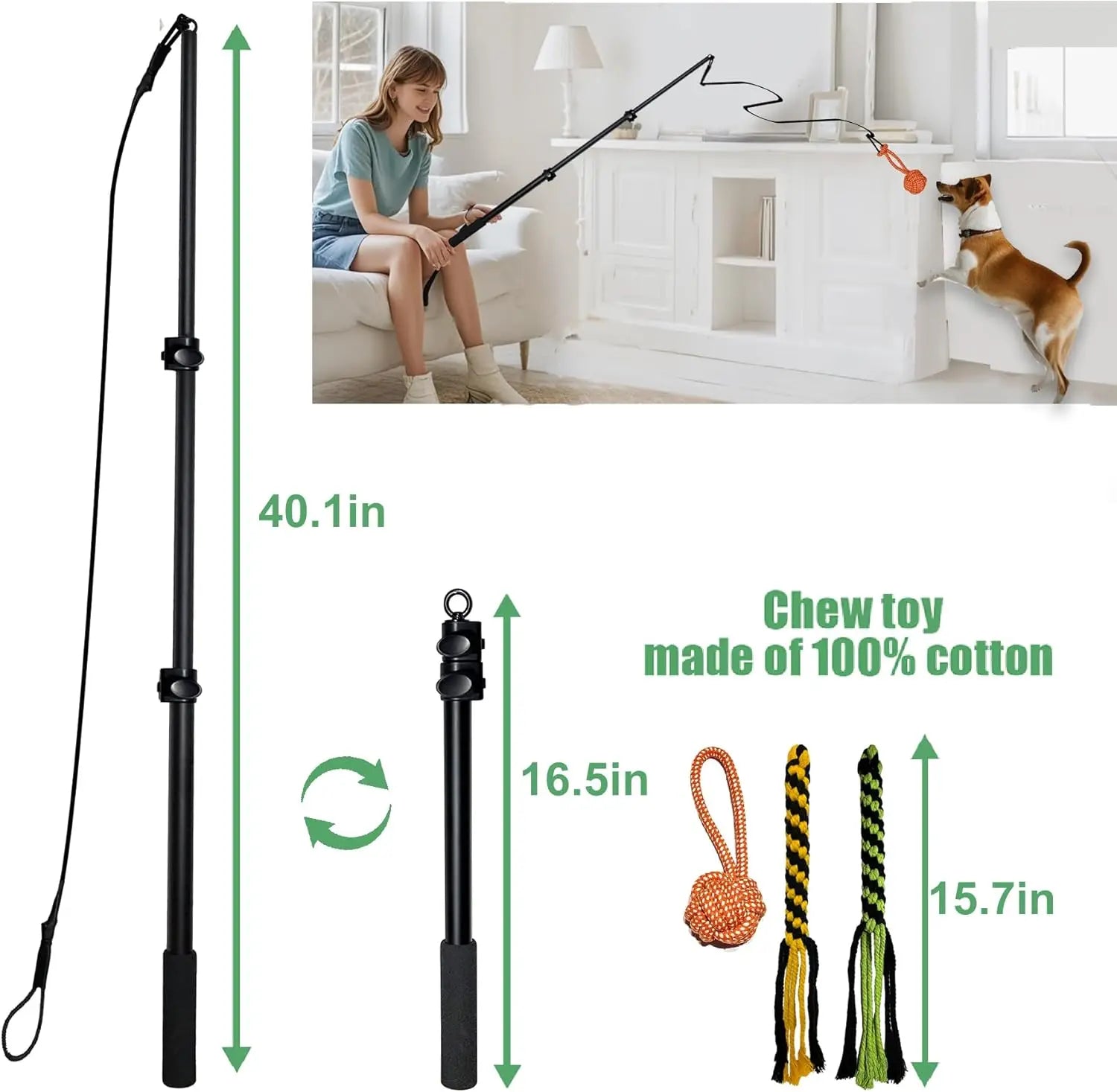 Telescopic Dog Teeth Grinding Toy Interactive Dog Toys Fit Multiple Scenarios Flirt Pole for Dogs Bite-resistant Dogs Stuff