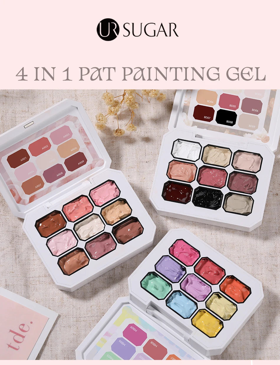 UR SUGAR 9 Colors Gradient Painting Gel Nail Art Gradient Color DIY Design Gel 4 In 1 Used For Gradient Nail Stamping Pattern
