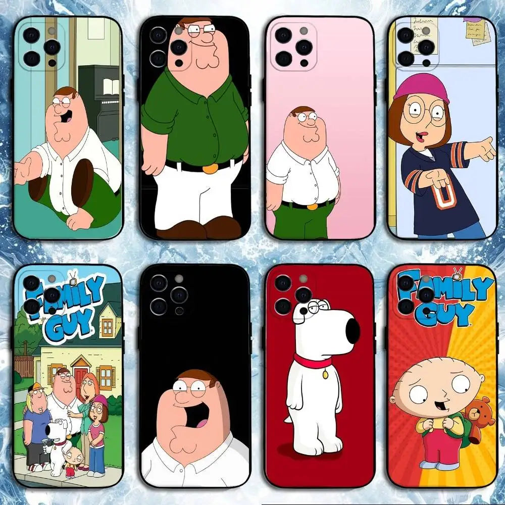 F-Family Funny Guy  Phone Case For iPhone 16,15,14,13,12,11 Plus,Pro Max, Soft Silicone Black Cover