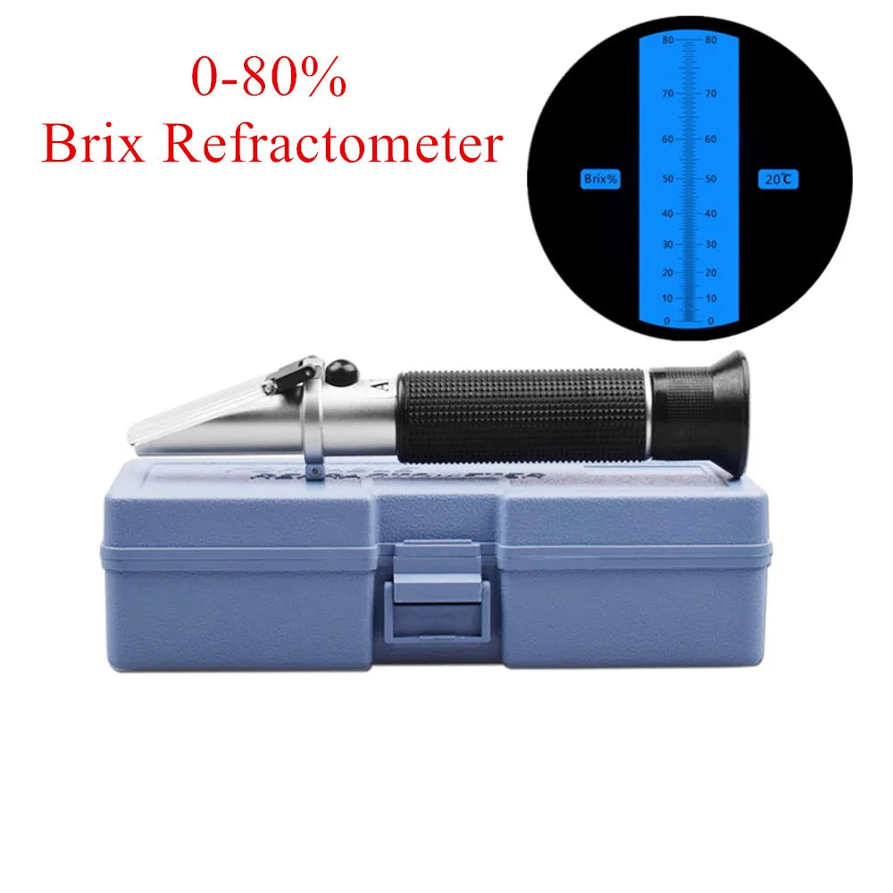 0-80% Honey Refractometer Handheld Brix Meter ATC Sugar Concentration Tester Brix Sugar Test Tool for Fruit Sweetness Juice