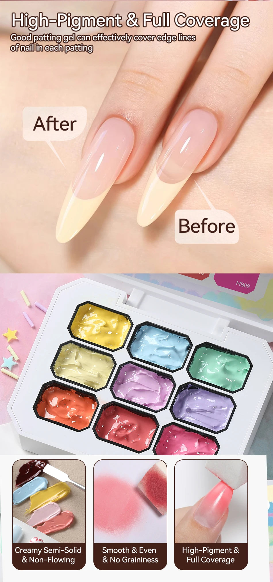 UR SUGAR 9 Colors Gradient Painting Gel Nail Art Gradient Color DIY Design Gel 4 In 1 Used For Gradient Nail Stamping Pattern