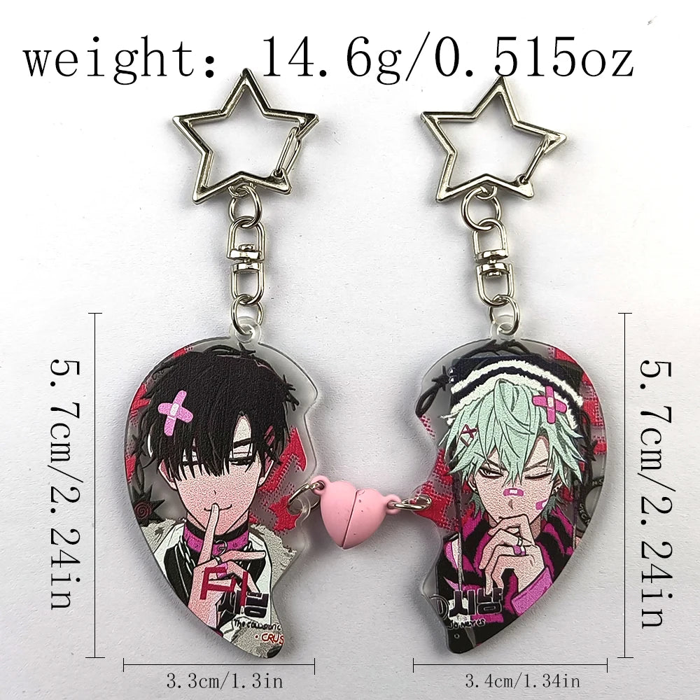 New Alien Stage Heart Pendant Anime Keychain Ivan Till Acrylic Key Ring Cute Ornament Accessories Valentine's Day Gift
