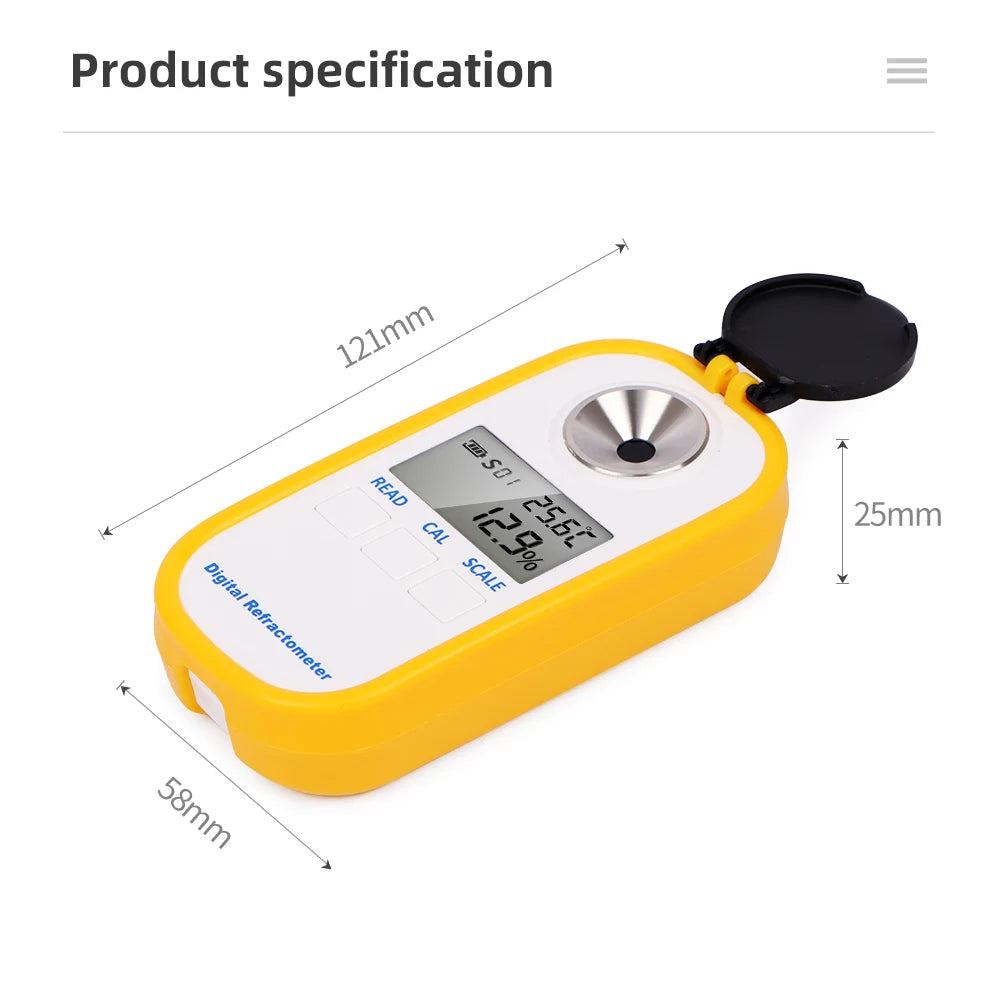 Digital Honey Refractometer Measuring Sugar Content Meter Range 0~90% Brix Refractometer Fruit Juice Beverage Honey Water Test