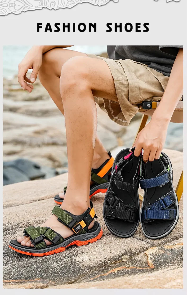 Summer Men's Sandals Trendy Casual Outdoor Sport Shoes for Holidays Beach Breathable Wear-Resistant Hiking & Walking Sandals
