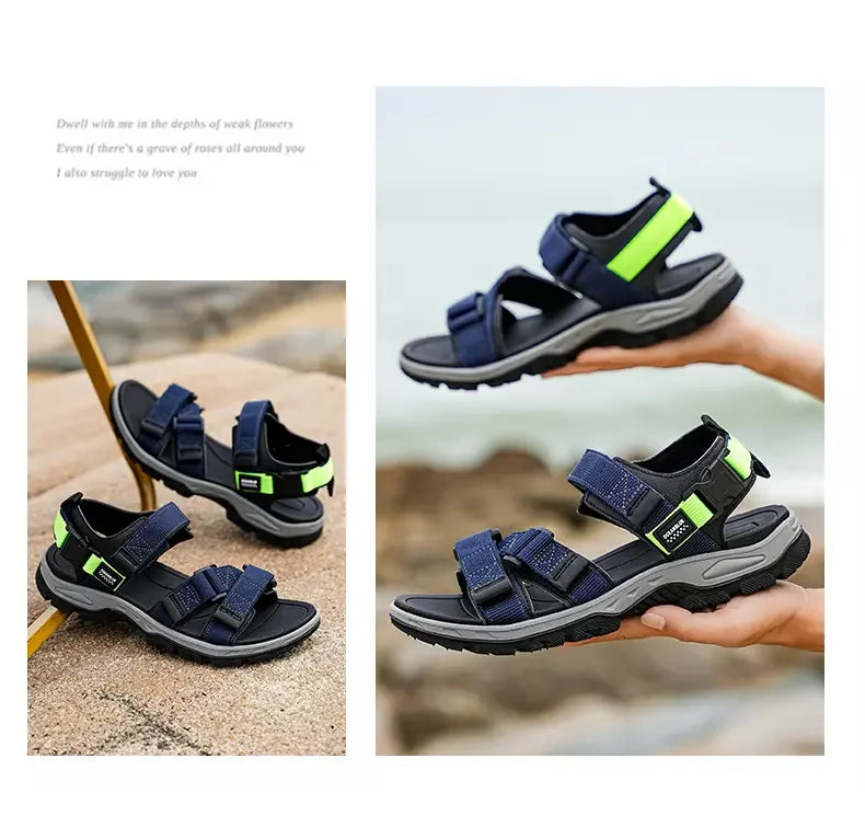 Summer Men's Sandals Trendy Casual Outdoor Sport Shoes for Holidays Beach Breathable Wear-Resistant Hiking & Walking Sandals