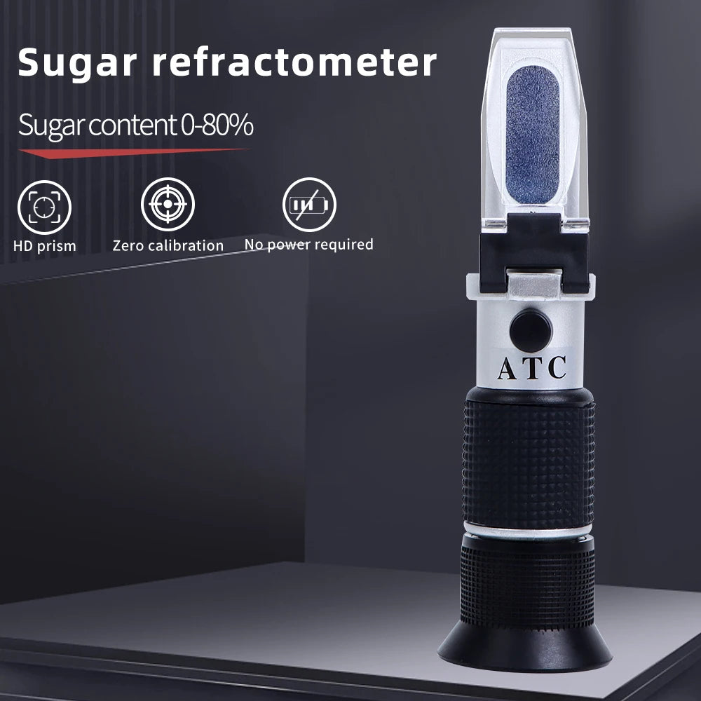 0-80% Honey Refractometer Handheld Brix Meter ATC Sugar Concentration Tester Brix Sugar Test Tool for Fruit Sweetness Juice