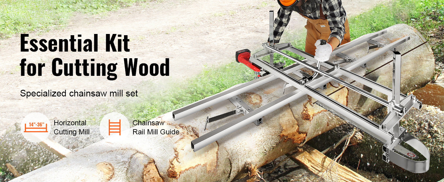 SucceBuy Chainsaw Mill Planking Milling 14-36 Inch Guide Bar Wood Lumber Cutting Portable Sawmill Aluminum Steel Chain Saw Mill